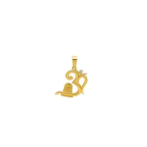Silberry 925 Sterling Silver 18k Gold plated Om Shivling Pendant Only