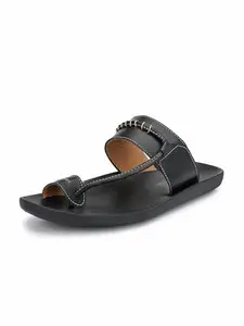 Eego Italy Men's Kolhapuris Slippers - KM_2_Black_8