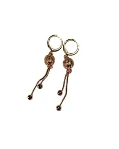 Crystal Drop Dangle Earrings, Gold Plated, Double Ball Chain Design