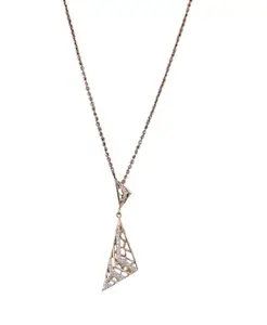 Elegant Triangle Pendant Necklace, Rose Gold Chain, Crystal Accents