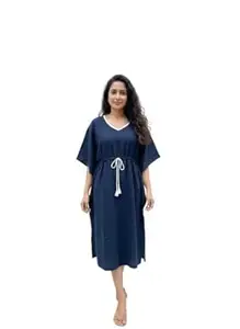Crafts Moda Cotton Kaftan for Women - Loungewear Relaxed Fit Midi Dress - Kantha Work