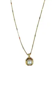 KHILERA FASHION Gold Plated Anti Tarnish Chain with White Diamond Pendant for Women