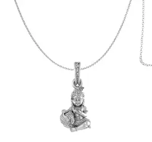 A AKSHAT SAPPHIRE Sterling Silver (92.5% purity) God Kanha Laddu Gopal Chain with Pendant for Men & Women Bhagwan Thakur ji Bal Krihna Kanhaiya Chain Locket for Good Health & Wealth