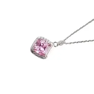 Bling Queen Women's Silver Plated Pendant Necklace With Cubic Zirconia, Minimal Necklace, Cubic Zirconia Pendant Necklace, Pendant Necklace, Women's Necklace, Trendy Zirconia Pendant Necklace(Purple)