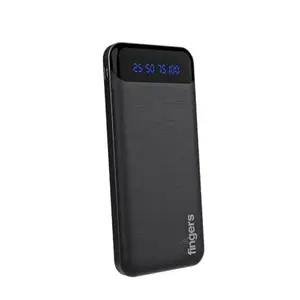 FINGERS Kickstart-P15 Power Bank (10,000 mAh Li-Polymer, Dual Output: 2 x USB Port, Dual Inputs - Type-C & Micro USB, Scratch-Resistant Shell, Percentage LED Display, Made in India)