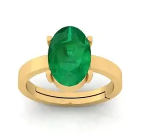 BARMUNDA gems 10.00 Ratti Natural Certified Emerald Panna Panchdhatu Rashi Ratan Gold Plating Ring for Astrological Purpose Men & Women by Lab Certified