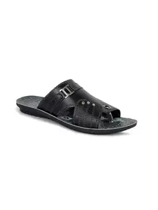 AADI Mens Black Synthetic Leather Lightweight Comfortable Indoor Outdoor Daily Use Casual Slides/Slippers/Sandals