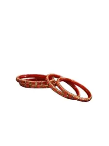 1st Time Elegant Glass Bangle/Kada- Perfect For Wedding, Party, Celebrations And Regularly, Pack Of 4, Red- R25