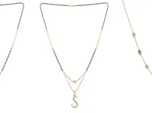 Gold Plated Traditional Black Bead Single Line American Diamond Pendant Jewellary set for Women(Combo) Pack of 3MCN-7-1-50-/