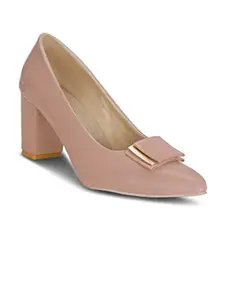 Get Glamr Women's Chunky Heel Embellished Pumps - 36 EU (Pink)
