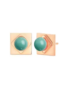 MINUTIAE Turquoise Pearl Rose Gold Plated Stud Earring for Women & Girl's MNT0564_BT_TQ_RG