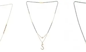 Gold Plated Traditional Black Bead Single Line American Diamond Pendant Jewellary set for Women(Combo) Pack of 3MCN-34-1-23-/