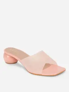 Retro Walk Open Toe Block Heels- 8103 Pink