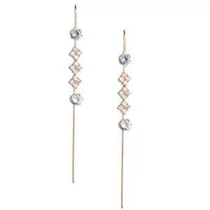 Accessher Women Rose-Gold Plated AD Studded Handcrafted Ear-Chains