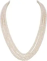 MAHEK PEARLS Pearl White Necklace For Women White Bead Necklace for Flapper Party Wedding Bridal Party Tea Party Birthday Party Decorations (Classic 03)