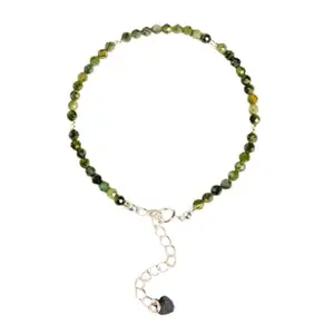 Gems_Hub Silver Plated Bracelet with Green Faceted Green Tourmaline Beads – Round 3mm – For Men & Women|FIZA_LINK_03606