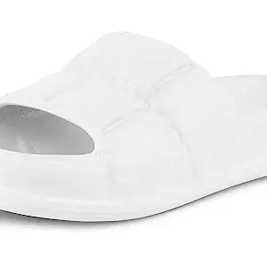 Keneye Ella Fashion Slide for Women Soft Comfortable and Shower Ready White UK/IN-5