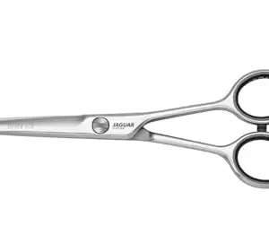 ORANGEWOOD JAGUAR White Line Silver, Ice 6.5'' Thinning Scissors - Silver, Alloy Steel, Serrated Blade, Polished Finish, Ambidextrous, Steel Handle with Rubber Grip, Hair Cutting & Styling for Barbers & Salons