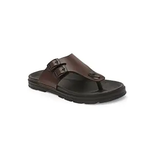 IVRAH Men’s Ethnic Sandals | Stylish Synthetic Chappals with Airmix Sole | Comfortable Traditional Slip-Ons (IV-YAS-21-BRN-9)