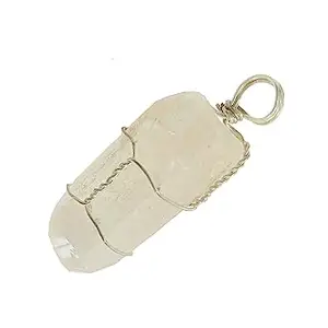 Clear Natural Crystal point Rough Pendant Necklace Wire Wrapped Pendant