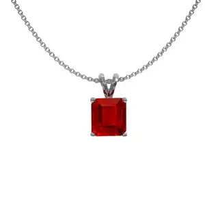 UrusGems Solitaire Ruby Pendant Original Certified Emerald Shape Ruby Stone Pendant A1 Quality Ruby Locket For Women & Girls One Love Ruby Gemstone Pendant Manik Stone Locket For Gift Purpose
