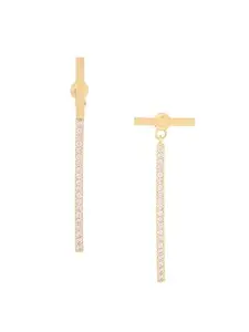 Yellow Chimes Earrings For Women Gold Tone Stud With Linear Crystal Studded Chain Back Drop Earrings For Women and Girls