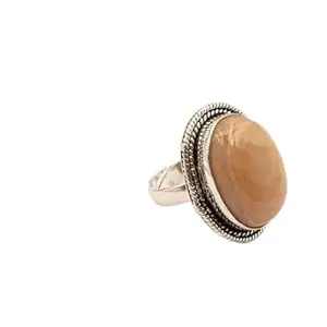 Natural Moonstone Gemstone Ring in Brass Handmade Spiritual Jewelry Oval Cabochon Boho Style Ring