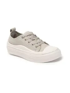 Carlton London Women Grey Comfortable Lace-Up Snakeer with Heels, for for Casual, Walking & Daily Use (40)