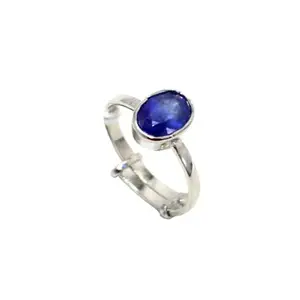 Rajasthan Gems Adjustable Ring 925 Sterling Silver Natural Blue Sapphire Neelam Gem Stone 2.0 carats Women Handmade Gift j391