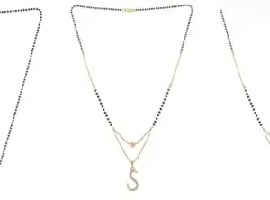 Gold Plated Traditional Black Bead Single Line American Diamond Pendant Jewellary set for Women(Combo) Pack of 3MCN-20-1-33-/