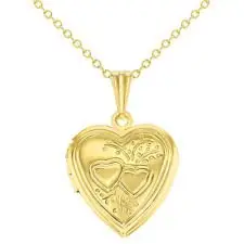 Memoir Gold plated Heartshape, Forever mine,openable photo locket Chain pendant for everyone