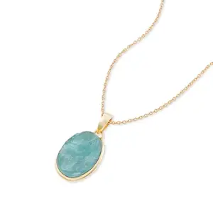 Earth Stone Necklace for Women | Stainless Steel | 24K Gold Plated Necklace for Female | Modern Design | Gift for Women Girls Wife Girlfriend