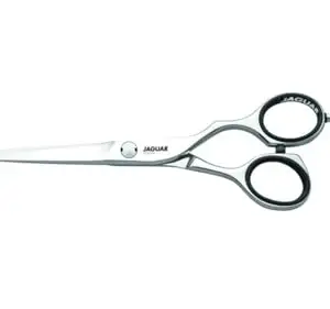 ORANGEWOOD JAGUAR PREMIUM Diamond E 6.00'' Serrated Scissors - Silver, Alloy Steel, Polished Finish, Ambidextrous, Steel Handle with Rubber Grip, Hair Cutting & Styling for Barbers & Salons