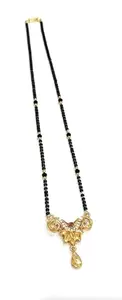 Modern + Traditional Black Beads Mangalsutra with Gold-Plated Kundan Pendant