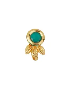 ANURADHA PLUS® Gold Tone Traditional Wedding Dulhan Nose Pin For Women | Pressing Nose Pin | Clip-on Nose Pin