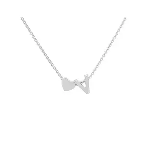 BEAUTIFUL ALPHABETS NECKLACE; NAME INITIAL CHAIN PENDANT FOR WOMEN N GIRLS (SILVER V)