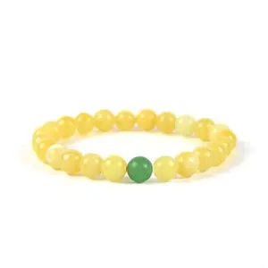 Reiki Crystal Products Yellow Calcite Bracelet with Green Aventurine Single Stone Bracelet for Reiki Healing & Vastu Protection Luck Abundance Protection Bracelet
