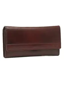 TEAKWOOD LEATHERS Two fold Wallet for Women with Card Pocket, Ladies Purse with Zipper Pocket(Maroon)