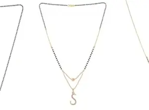 Gold Plated Traditional Black Bead Single Line American Diamond Pendant Jewellary set for Women(Combo) Pack of 3 MSCN-20-1-38-