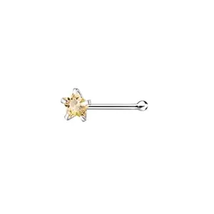 Via Mazzini 92.5-925 Sterling Silver Chandi Crystal Star Nose Pin Stud for Women and Girls (NR0288) 1 Pc