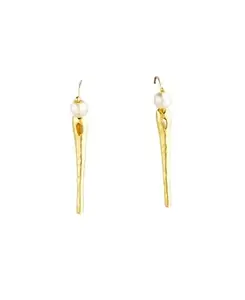 AHIM Gold Plated Pearl Earrings - Studs for Women Small Pearl Hoop Earring- Jewelry Birthday Gift for Womens Girls