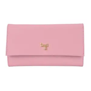 Baggit Stylish Pink 3-Fold Wallet for Women | Elegant Vegan Wallet with Magnetic Closure | Perfect for Office & Travel