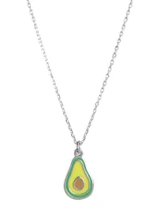 Carlton London 925 Sterling Silver Rhodium Plated Enamel Avocado Necklace