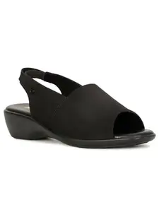 Bata Joe Peep Toe Women Casual Open Toe Ballerina Sandal In Black, 6 UK