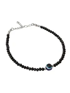 Aadita Elegant Women's Brass Crystal Beads Adjustable, Lightweight Casual and Formal Wear 1 Anklet (AK5211_Black)