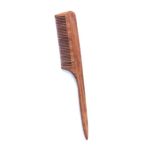 Prakritii Cultivating Green Kachi Neem Wooden Comb For Women & Men – Herbal Oil Treated for Hair Growth & Dandruff Control | Frizz Control | Anti-Hairfall | All Hair Types | Single Teeth | 22cm long Comb