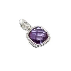 Rajasthan Gems Pendant 925 Sterling Silver Natural Amethyst Gem Stone Women Men Unisex Handmade Gemstone Gift j472