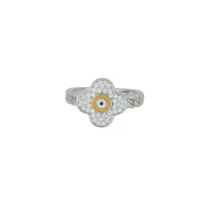 SILVENTC Clover Yellow Evil eye Sterling Silver Ring (6)