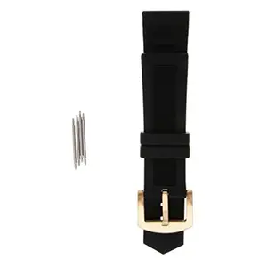 Loom Tree Black Silicone Rubber Sport Replacement Watch Band Strap 22mm Gold