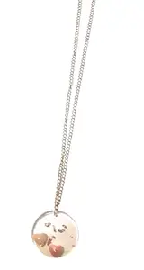 Resin Heart Pendant Necklace with Silver Chain